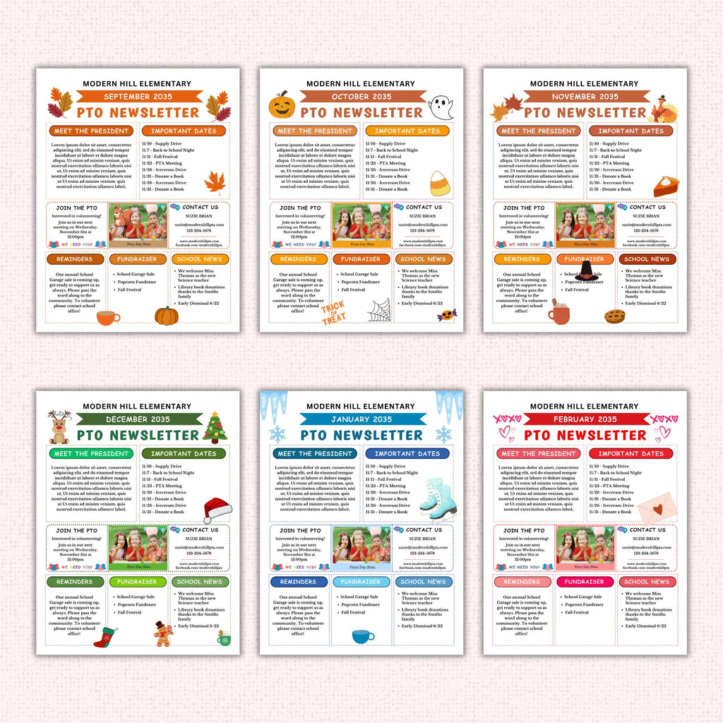 PTO Monthly Newsletter Template Bundle