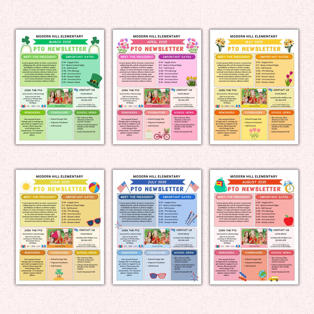 PTO Monthly Newsletter Template Bundle
