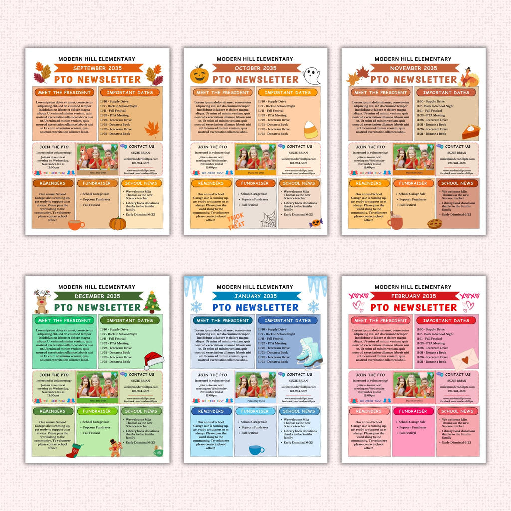 PTO Monthly Newsletter Template Bundle