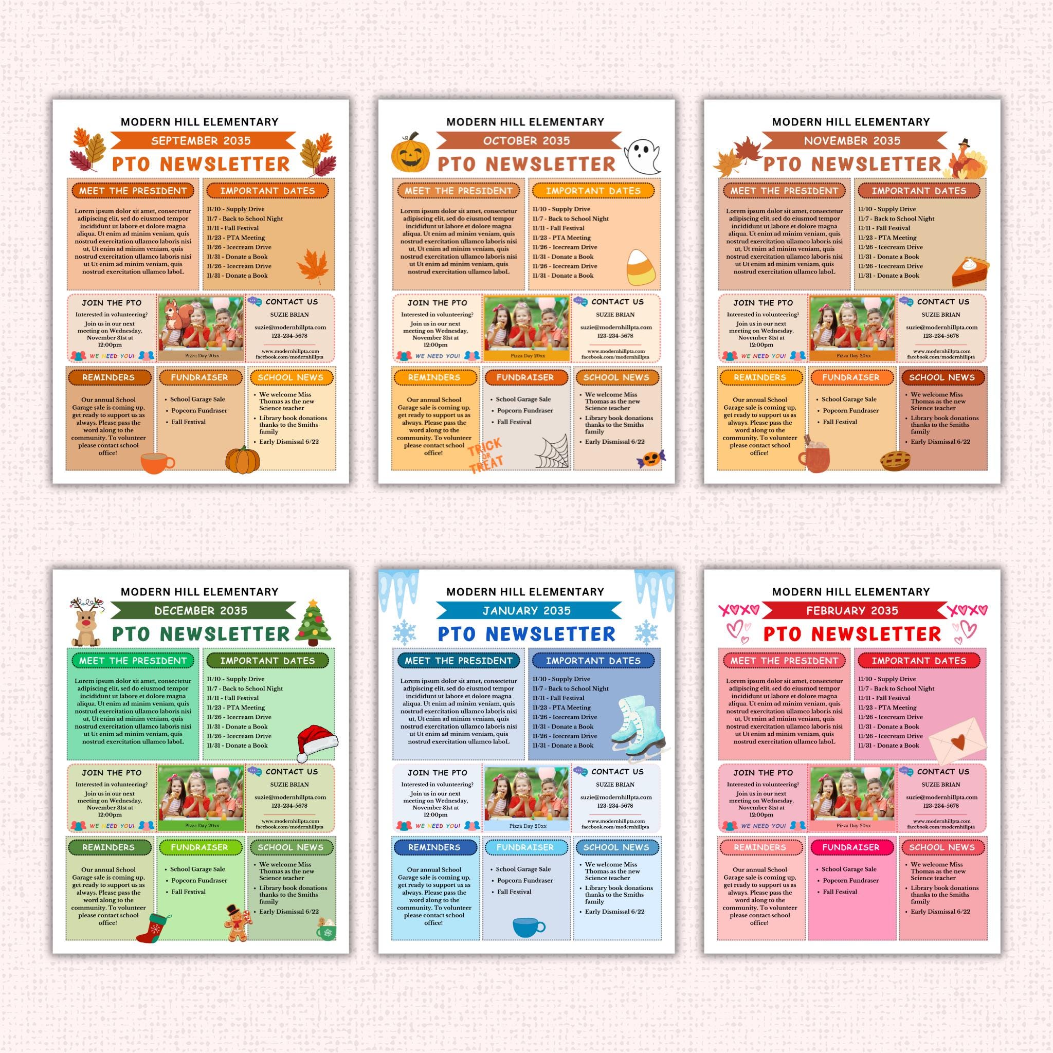 PTO Monthly Newsletter Template Bundle