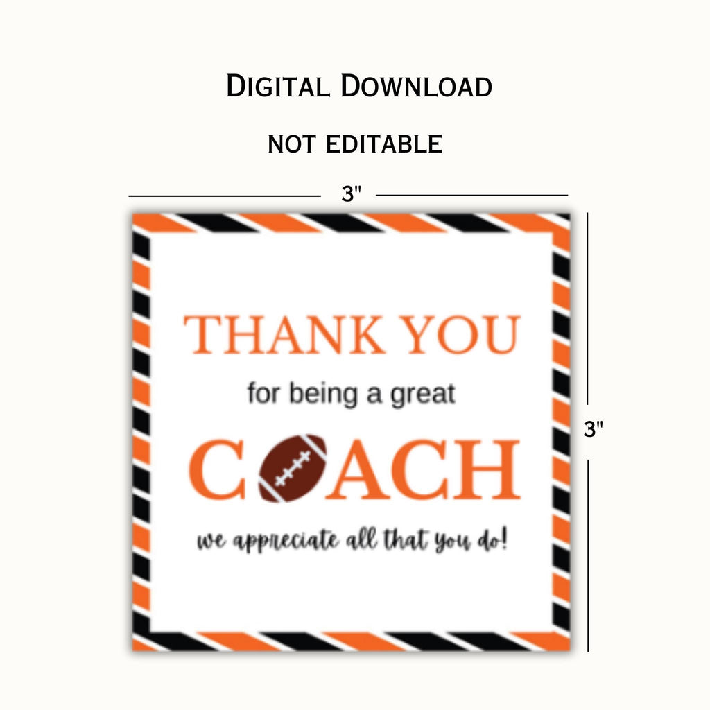 Football Coach Appreciation Tag  - Orange