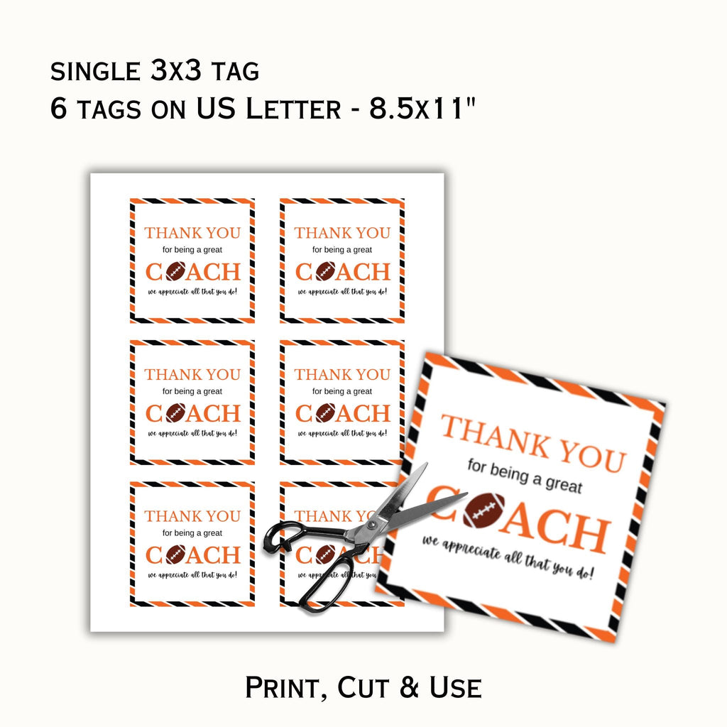 Football Coach Appreciation Tag  - Orange