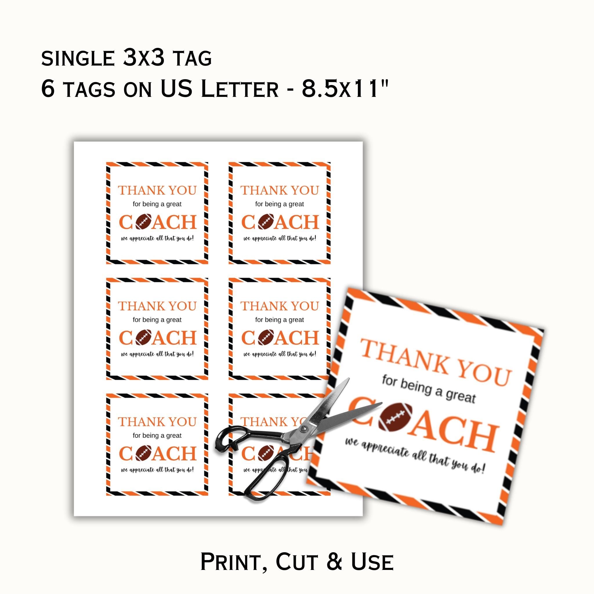 Football Coach Appreciation Tag  - Orange