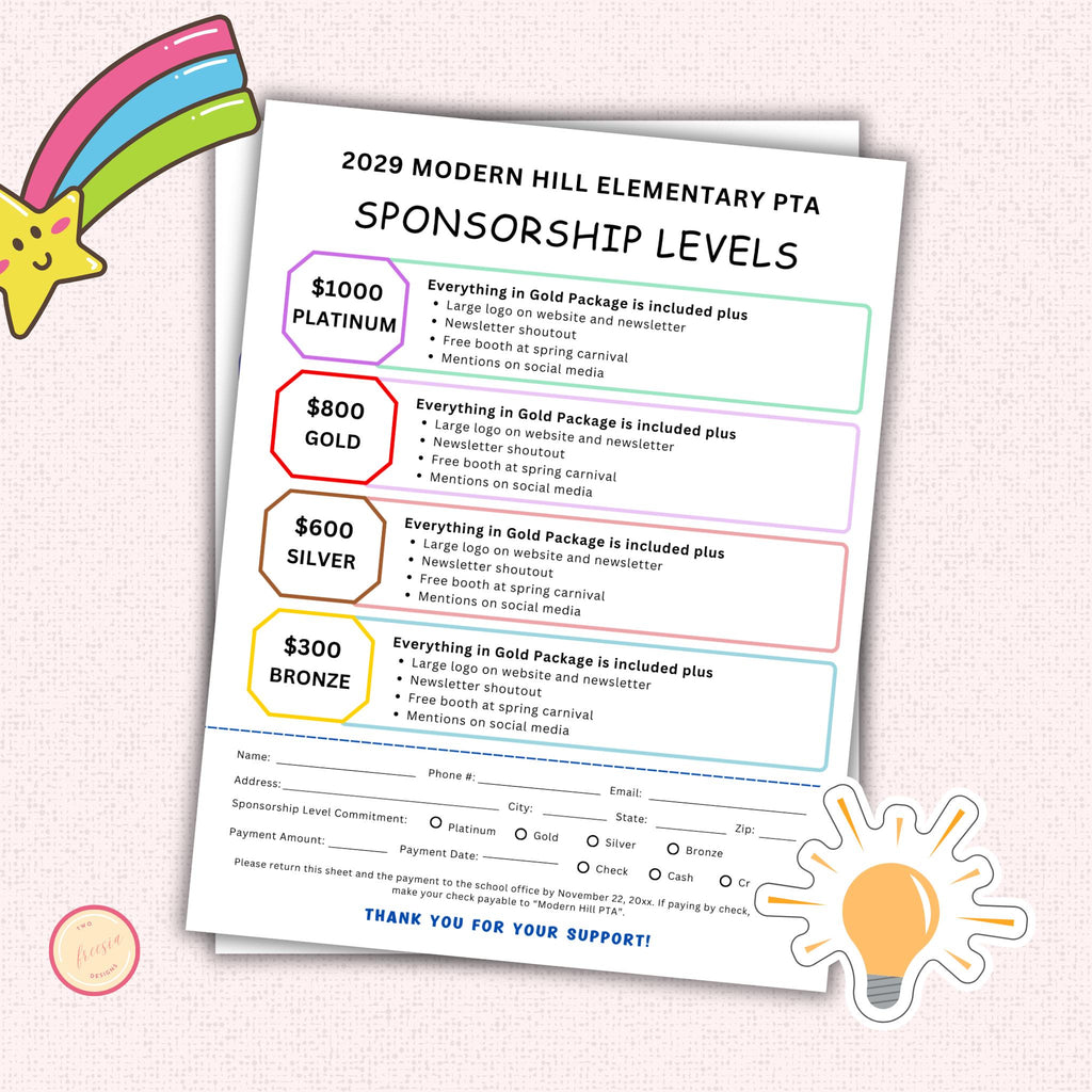 Sponsorship Level Form Template