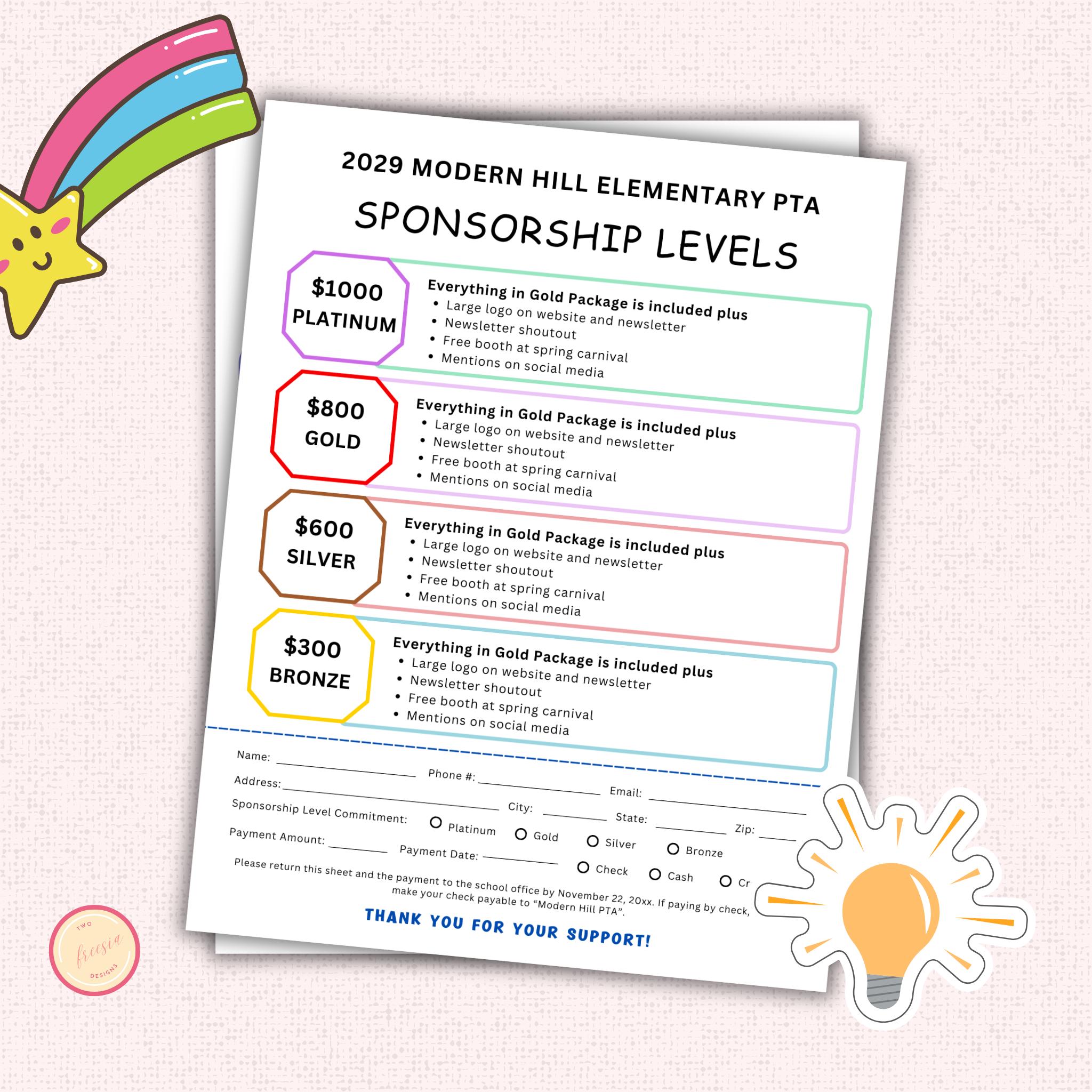 Sponsorship Level Form Template