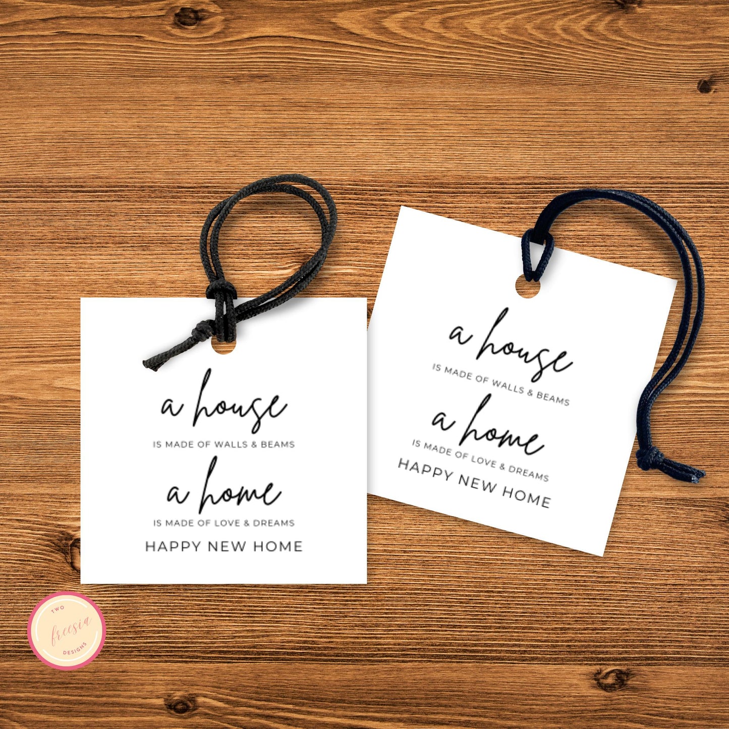 A House A Home Happy New Home Tag - 3x3 Real Estate Gift Tag