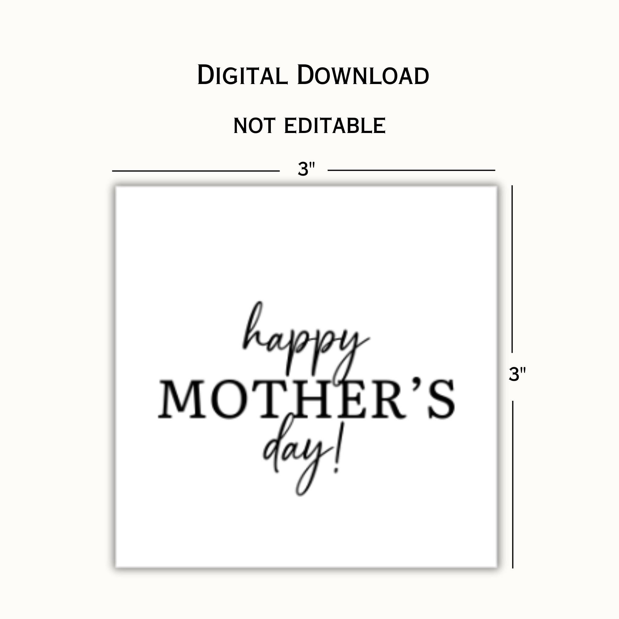 Modern Happy Mother's Day Gift Tag - 3x3"