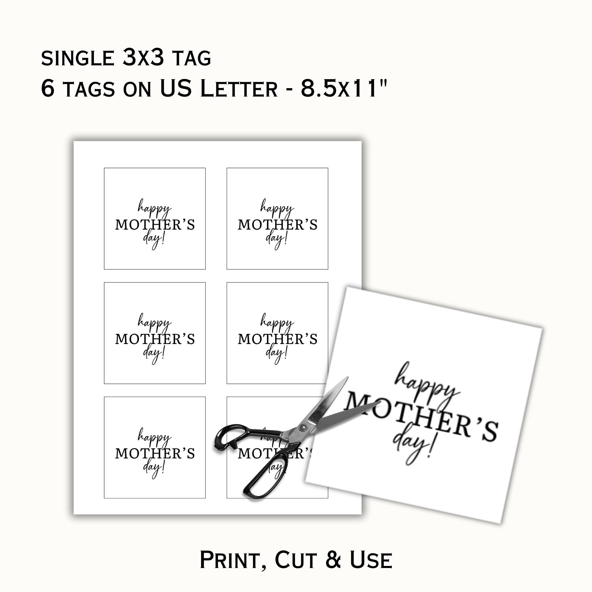 Modern Happy Mother's Day Gift Tag - 3x3"
