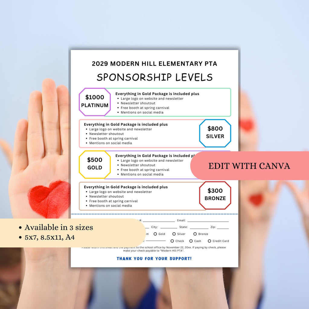 Sponsorship Level  Form and Flyer Template