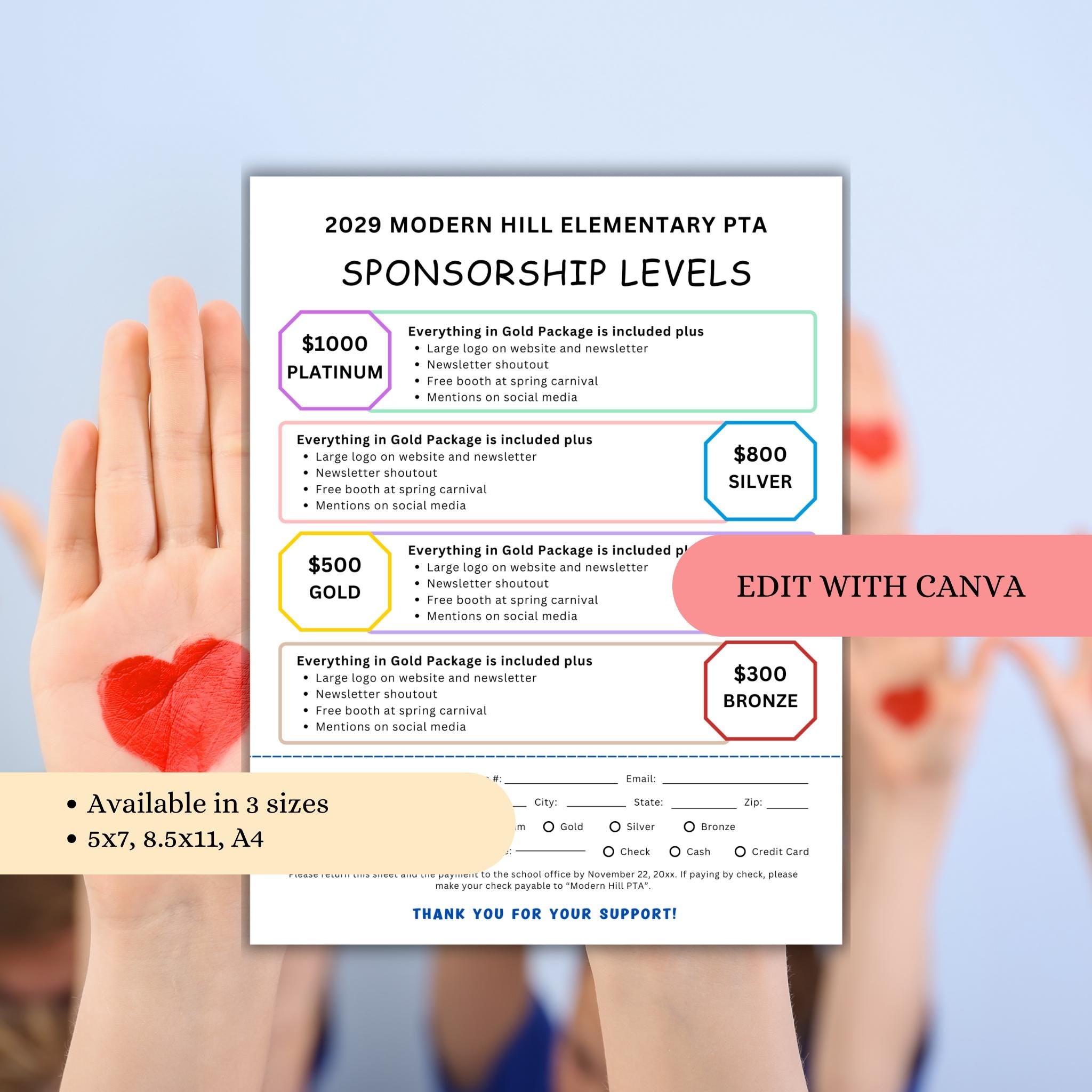 Sponsorship Level  Form and Flyer Template