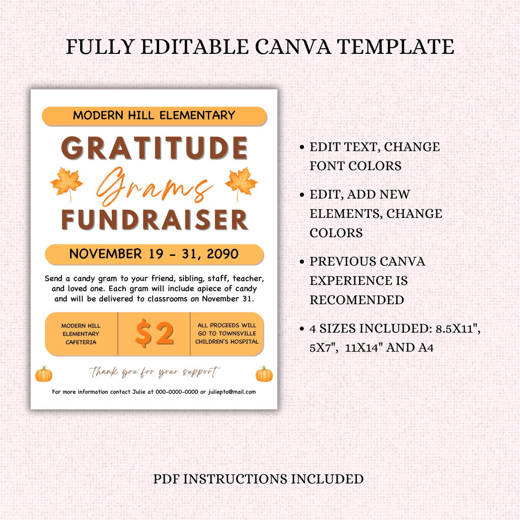 Gratitude Candy Gram Flyer Template