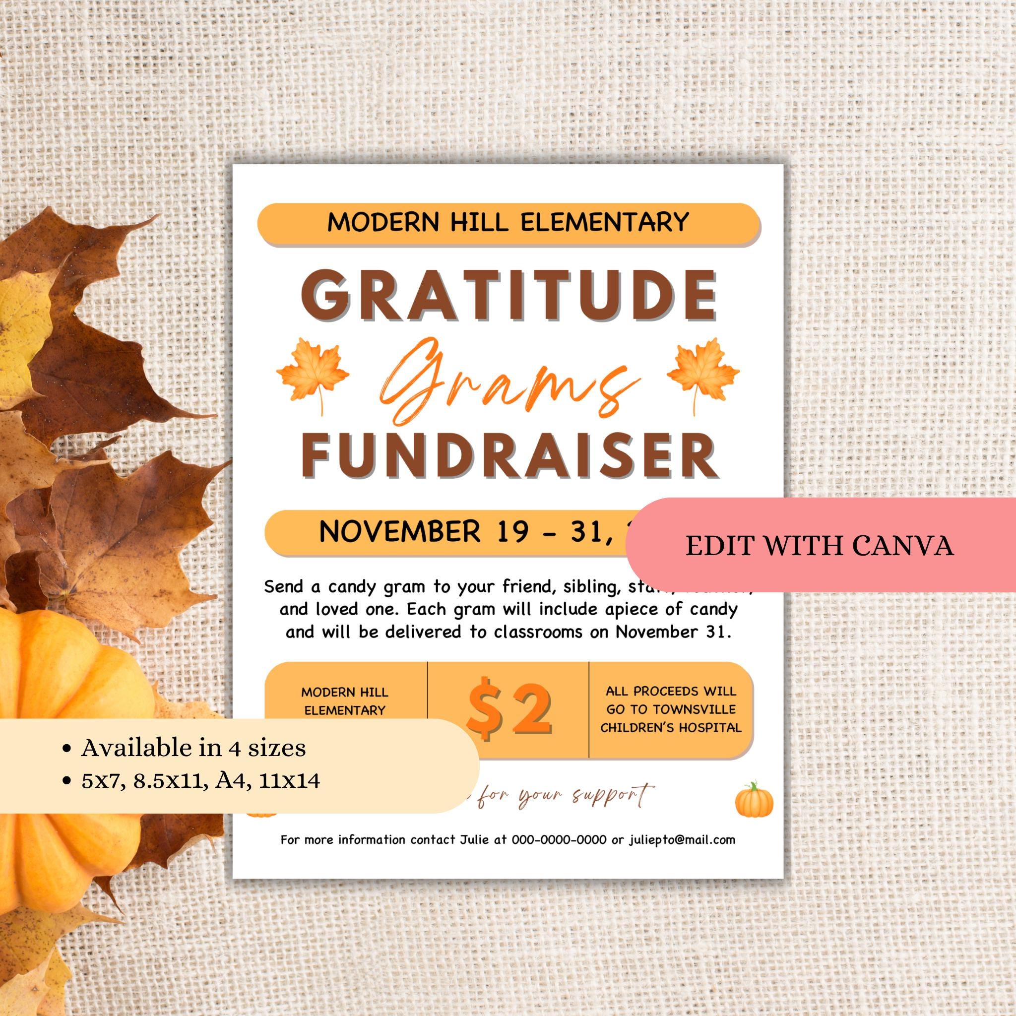 Gratitude Candy Gram Flyer Template