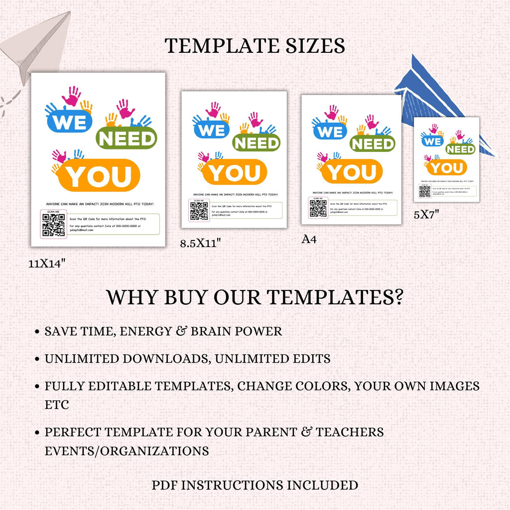 PTO Recruitment Flyer Template w/QR Code