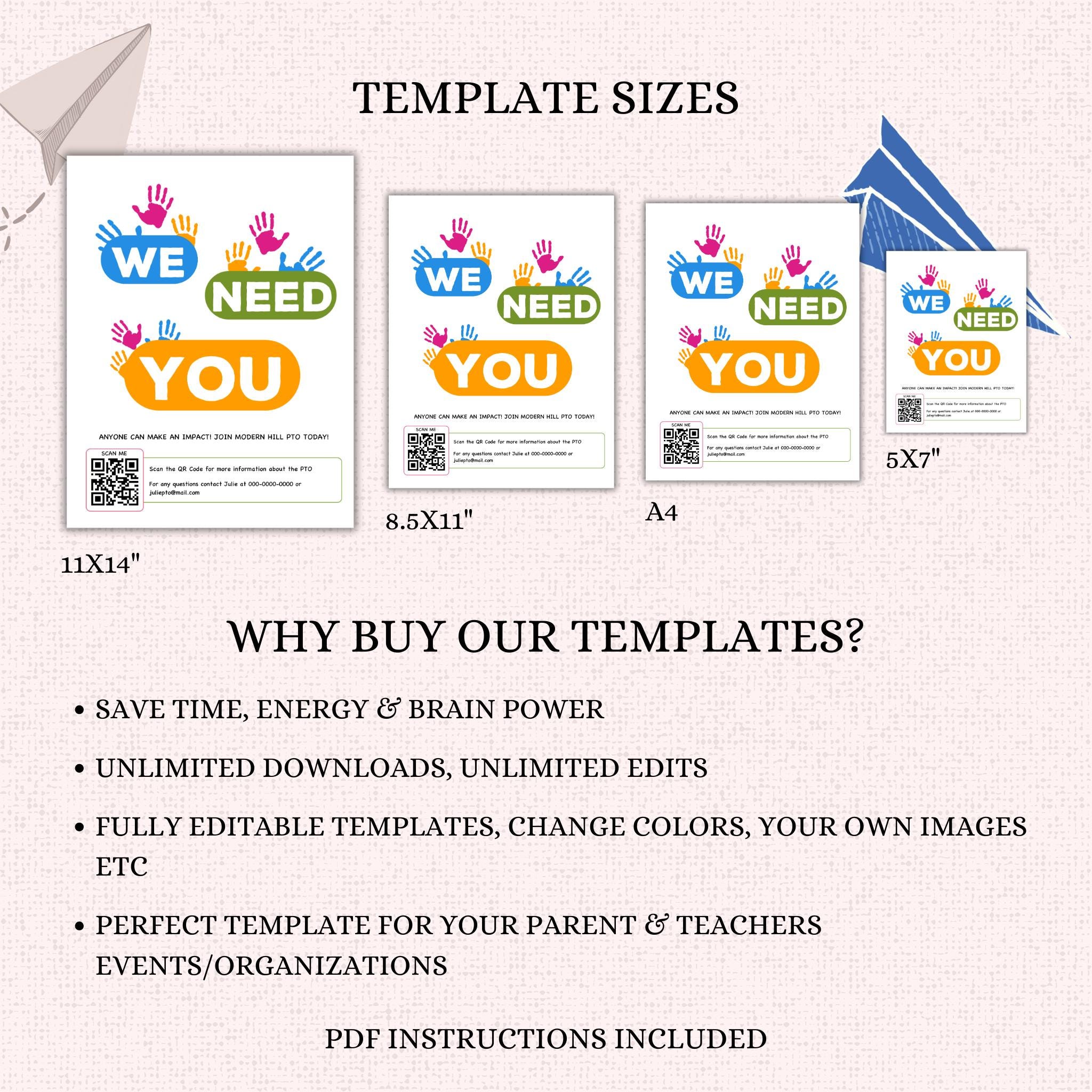 PTO Recruitment Flyer Template w/QR Code