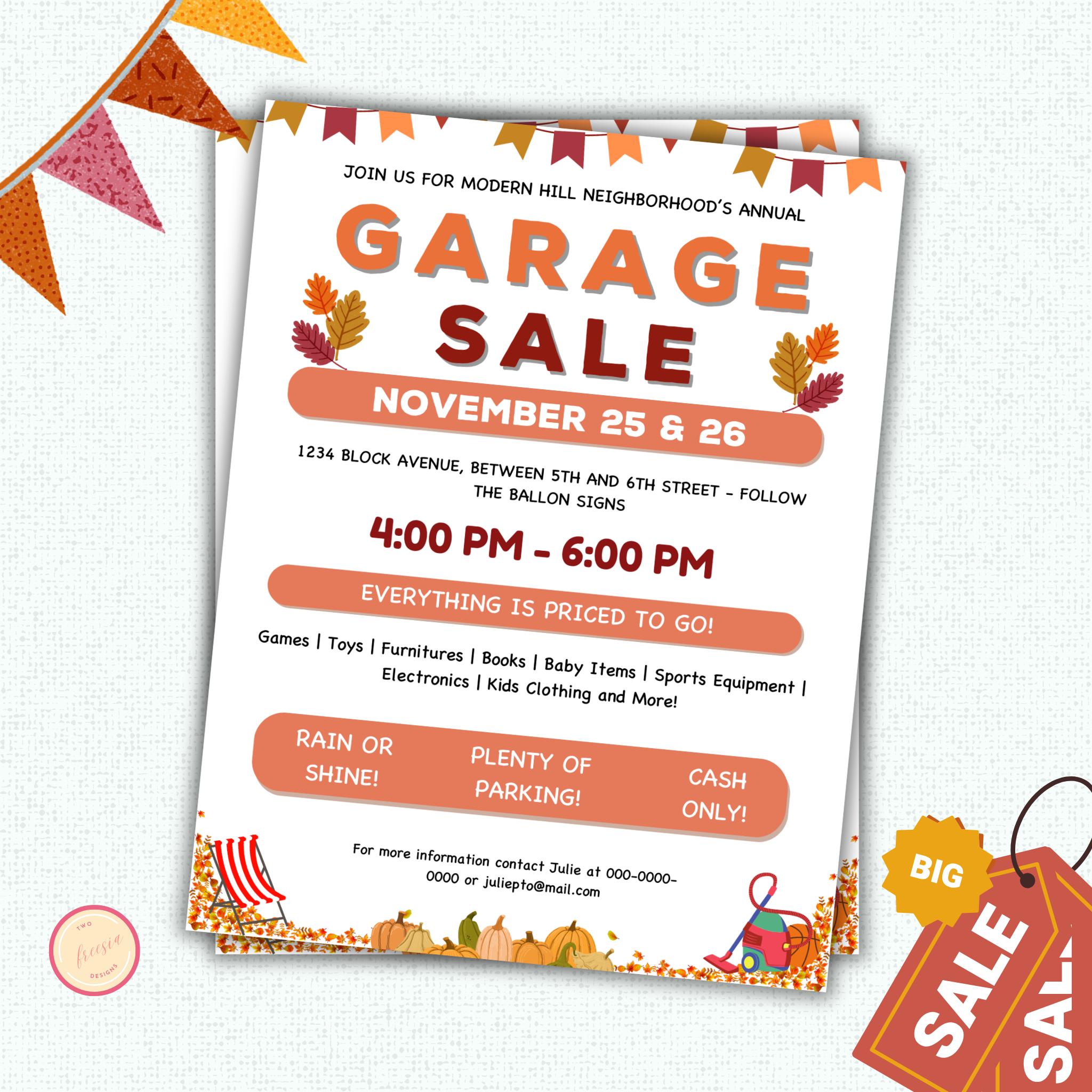 Fall Neighborhood Garage Sale Flyer