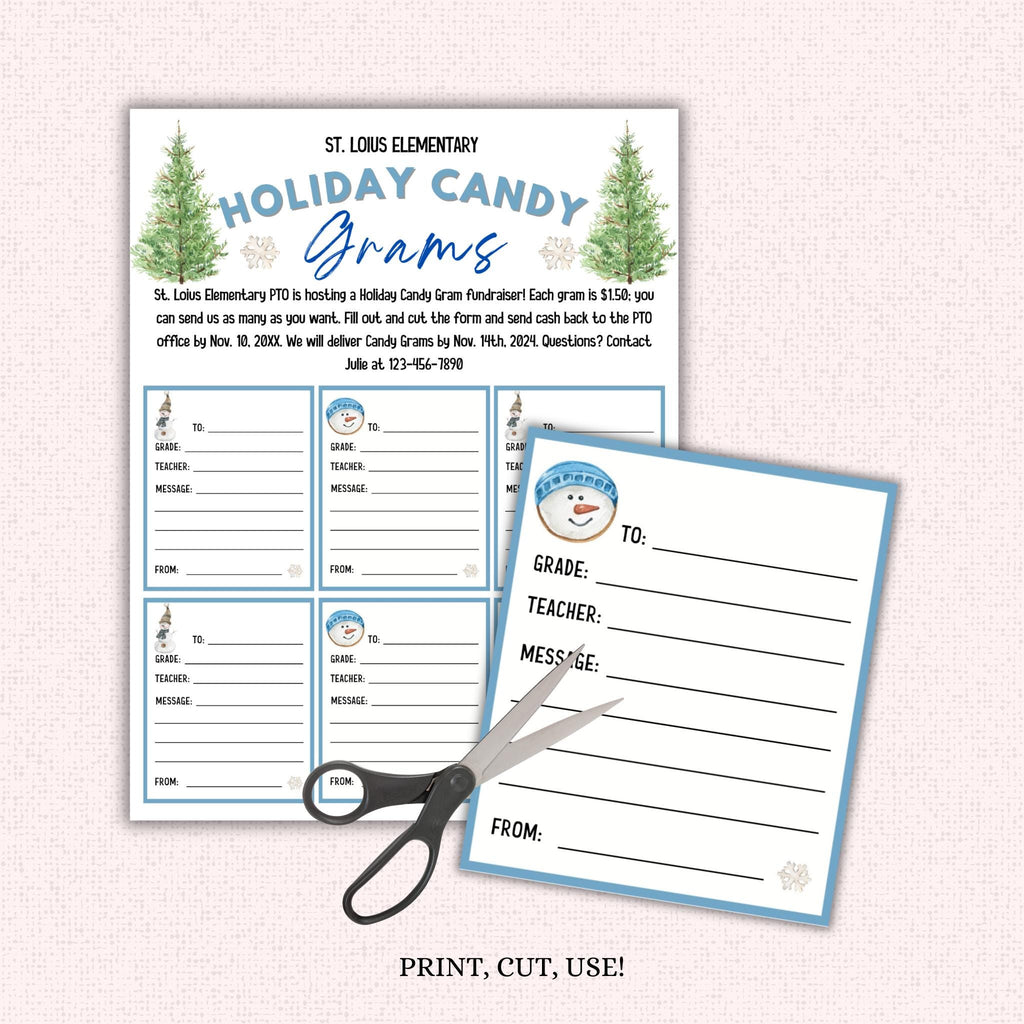 Editable Holiday Candy Cane Gram Template