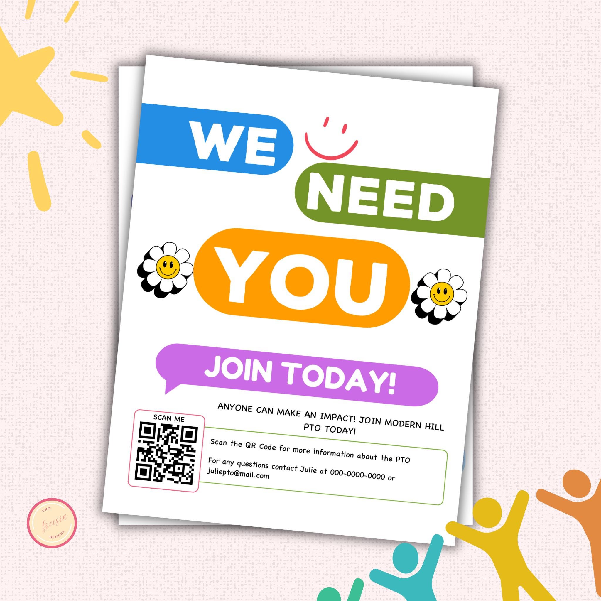 PTO Recruitment Flyer Template w/QR Code
