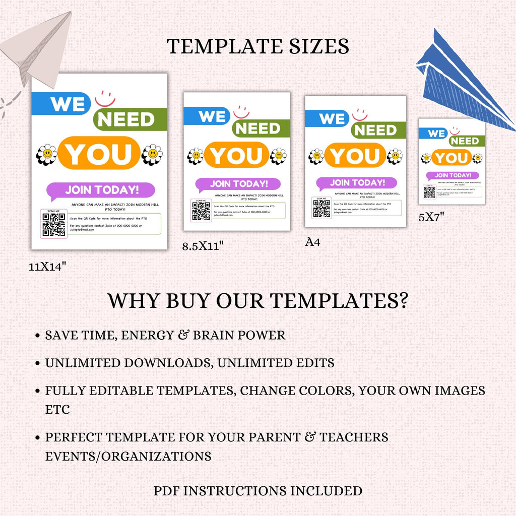 PTO Recruitment Flyer Template w/QR Code