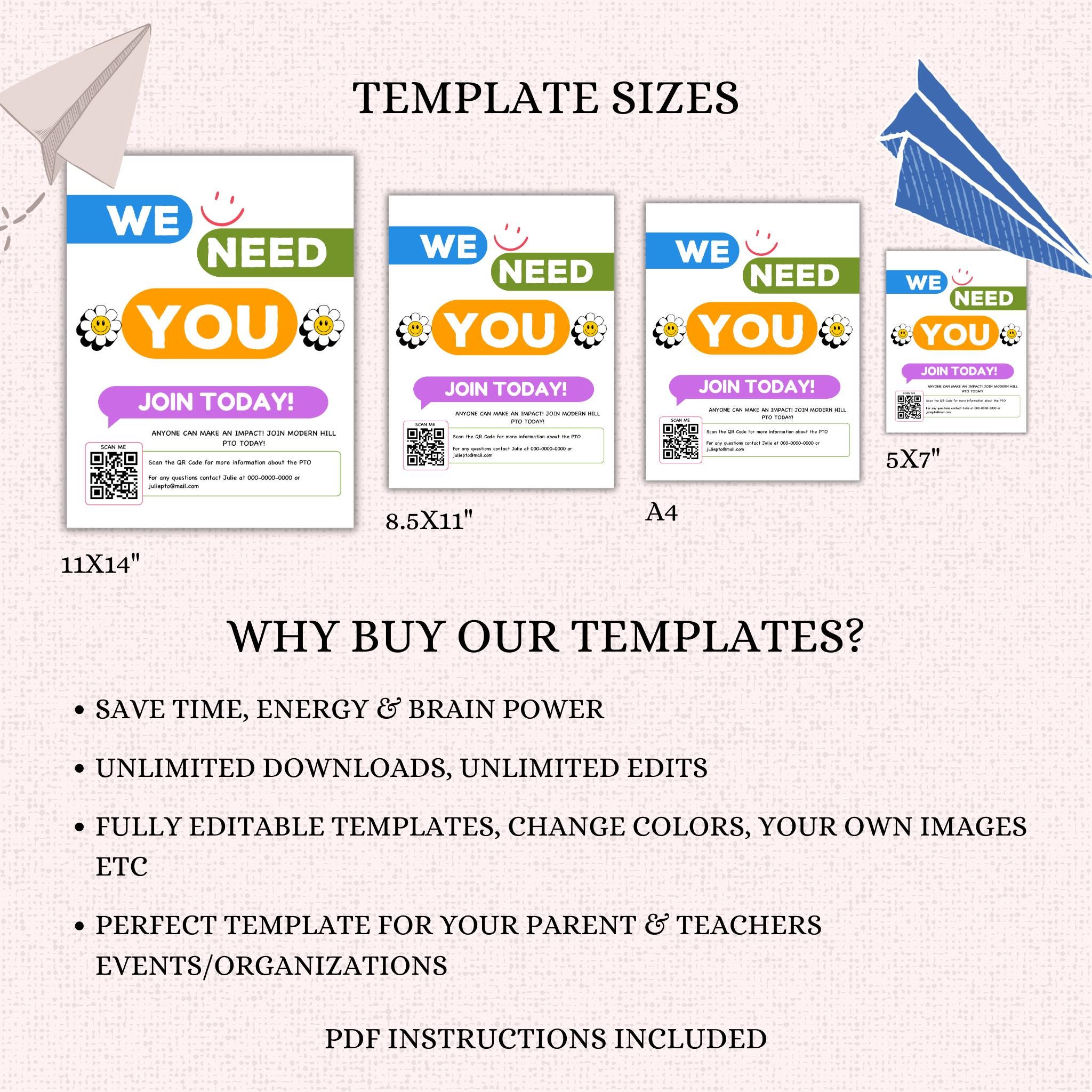 PTO Recruitment Flyer Template w/QR Code