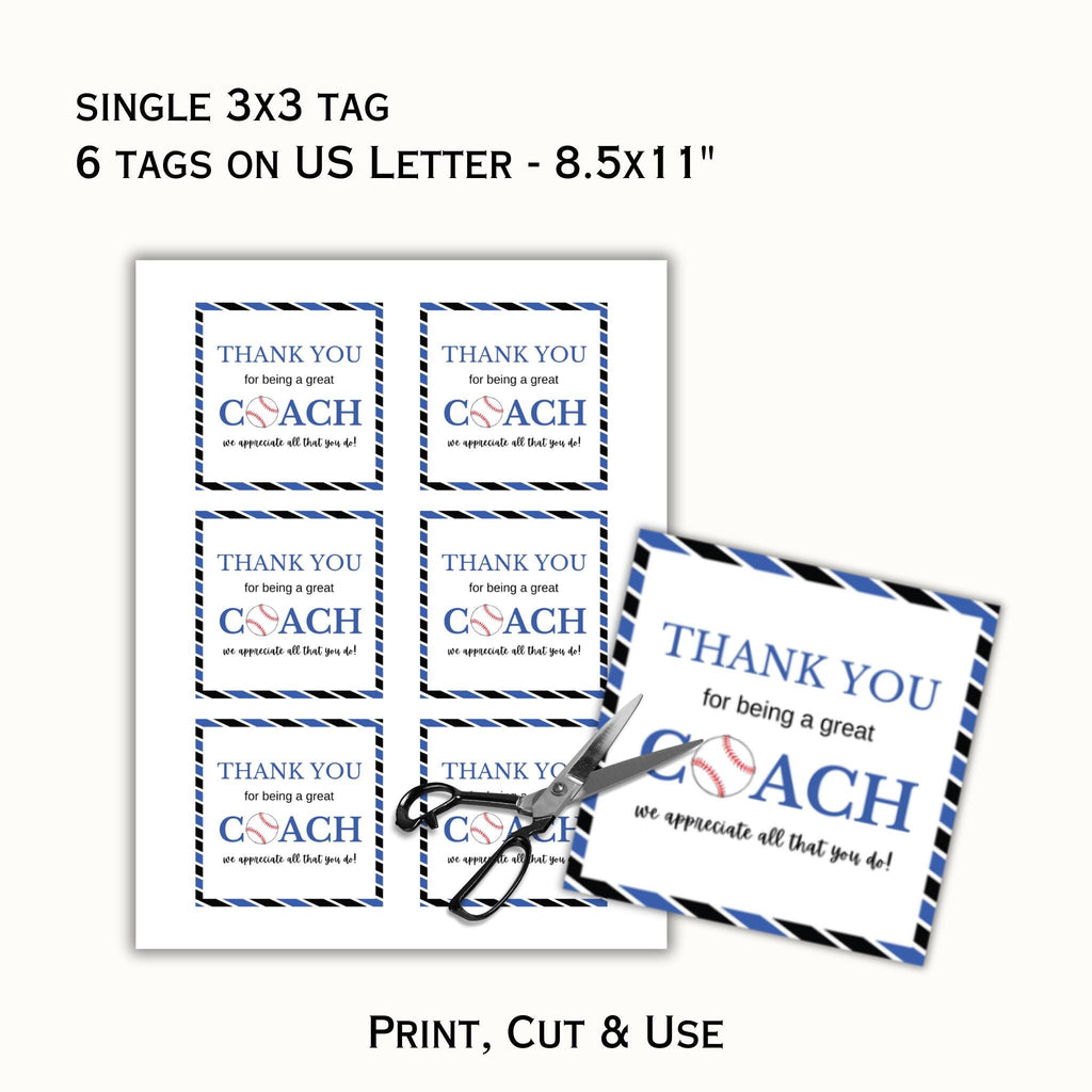 Baseball Coach Appreciation Tag - Blue