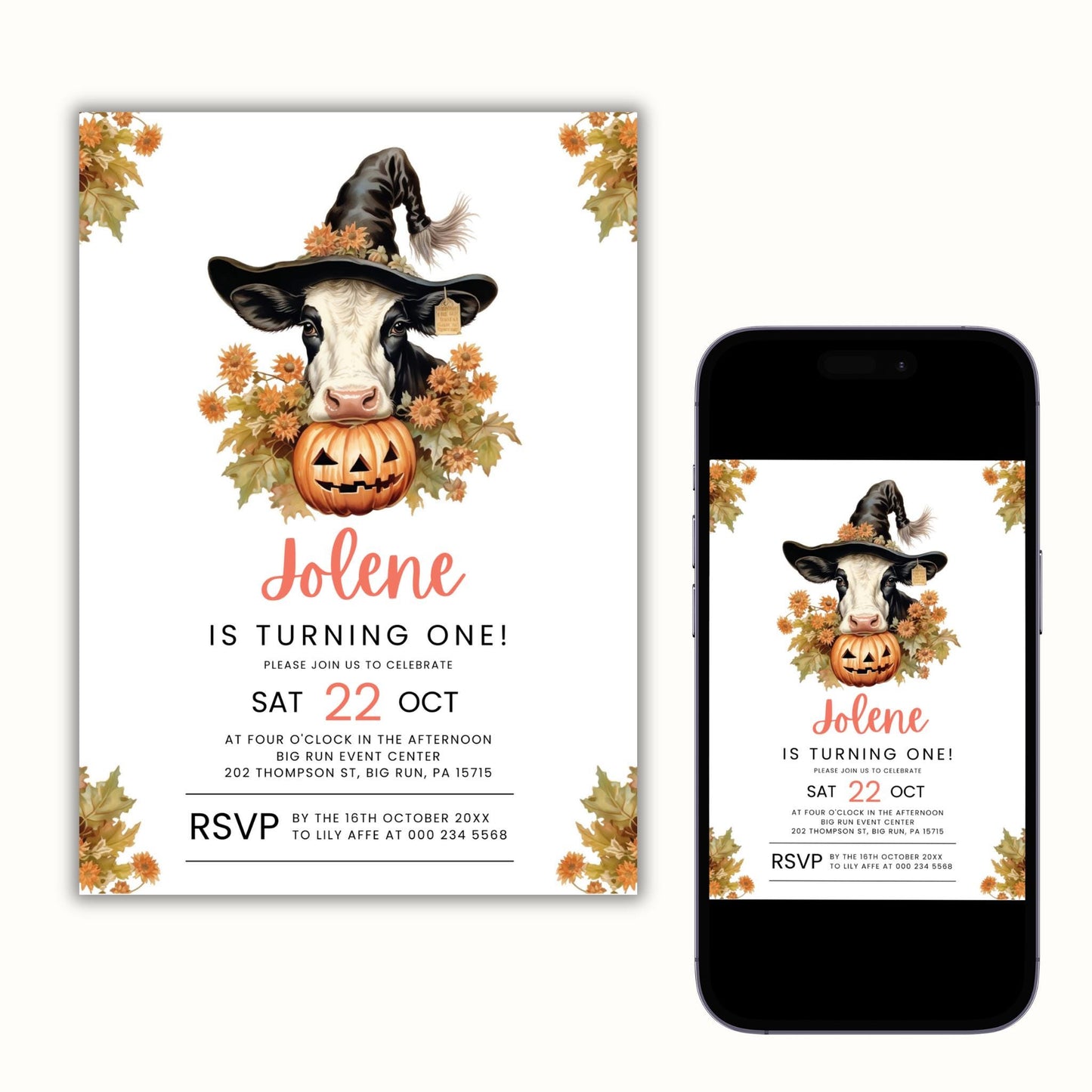 Holy Cow Pumpkin Birthday Party Invitation