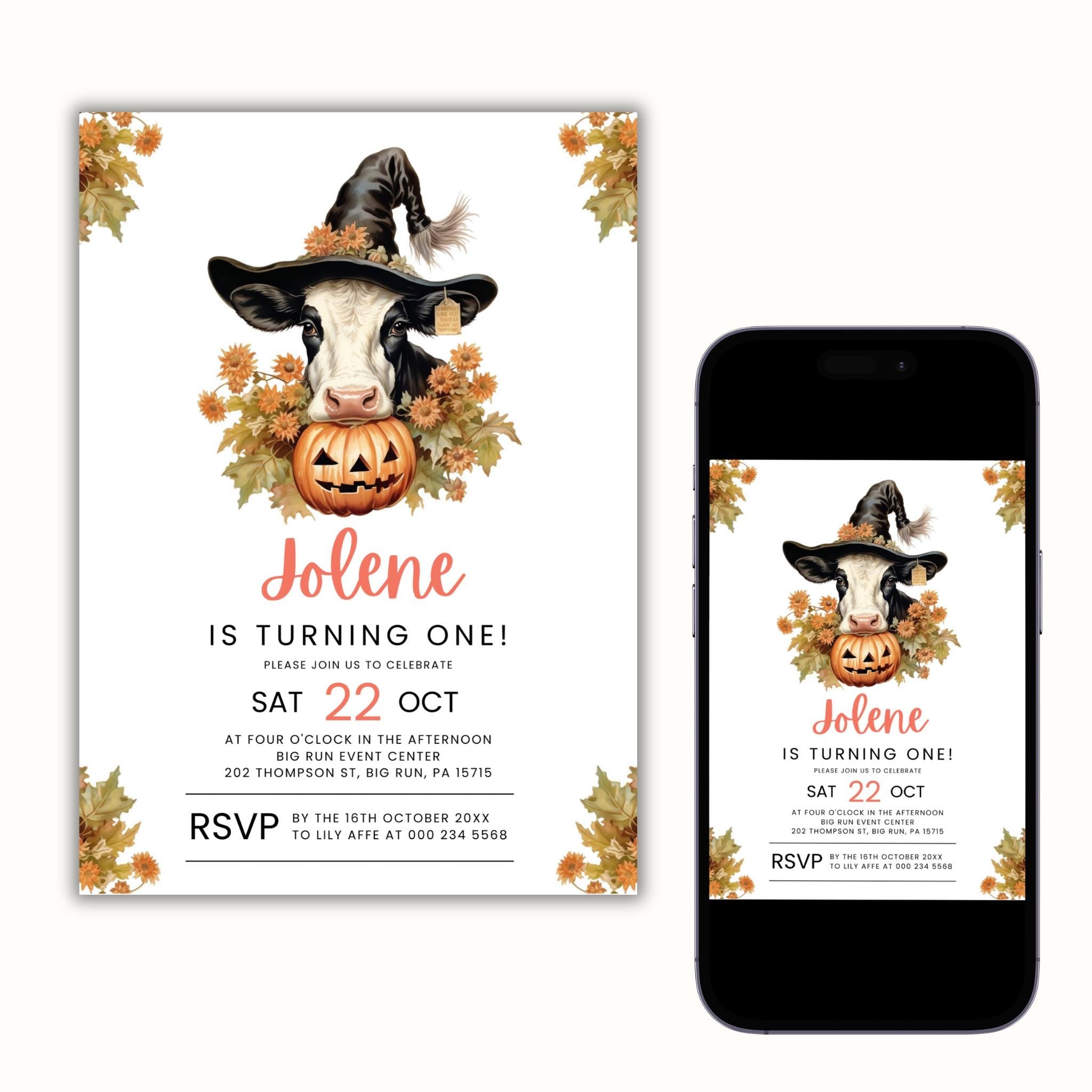 Holy Cow Pumpkin Birthday Party Invitation