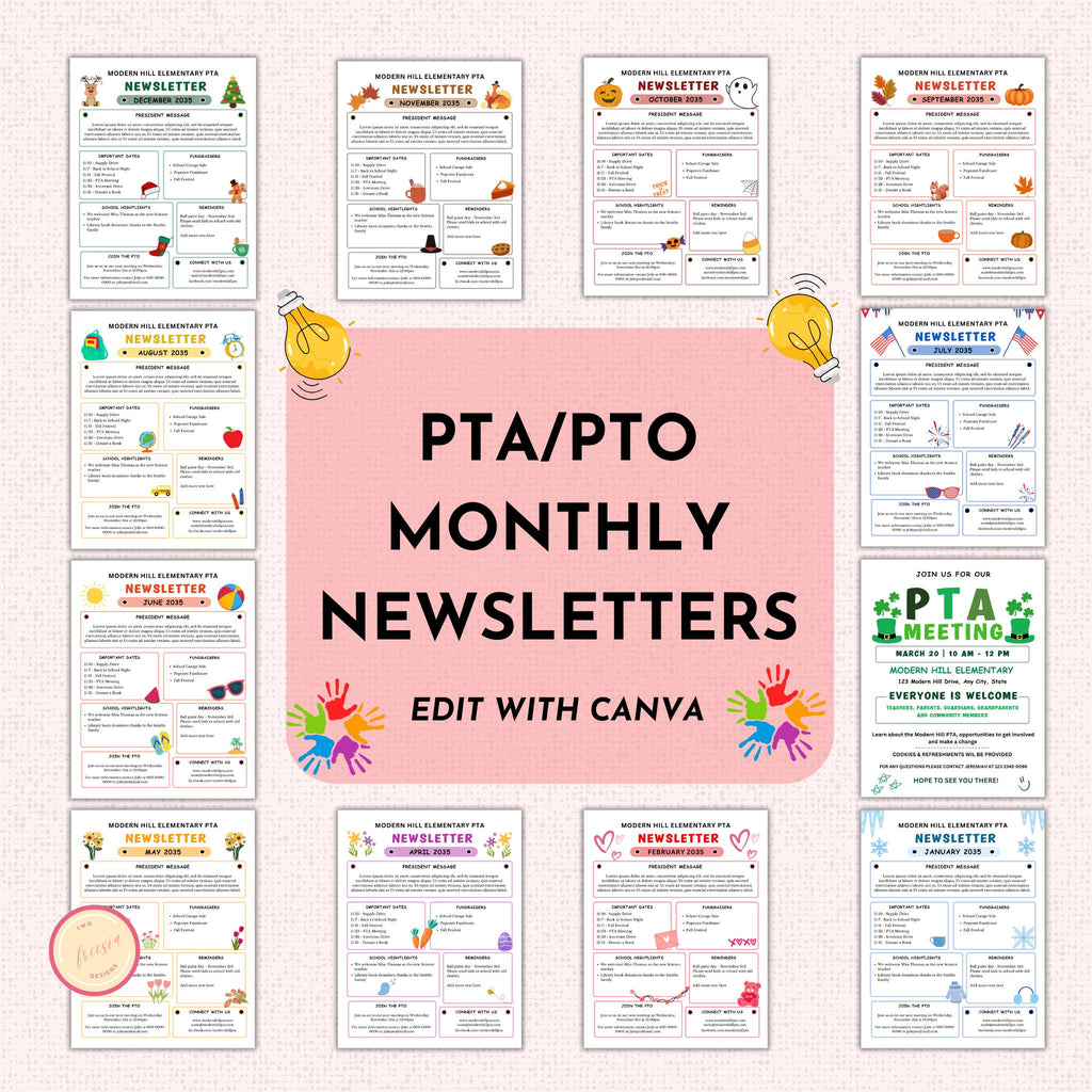 PTO Monthly Newsletter Template Bundle