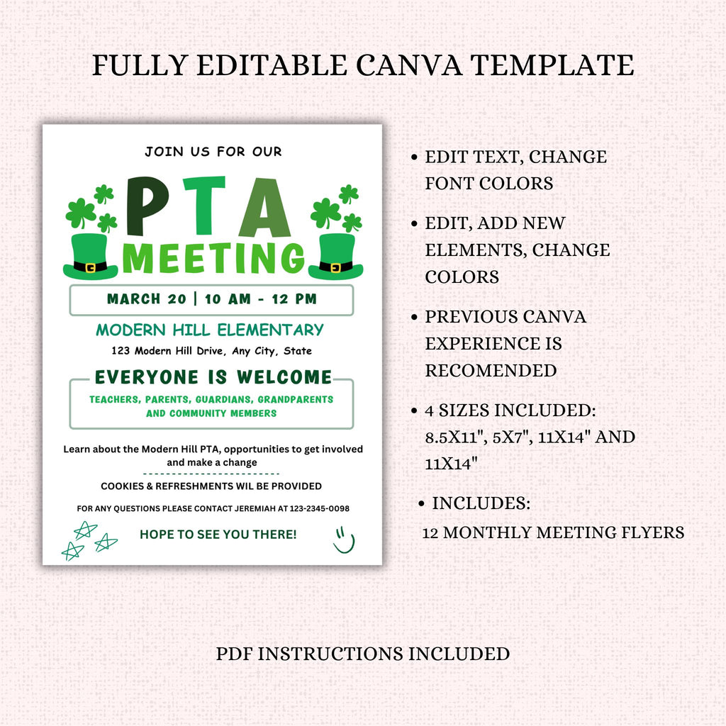 PTO Monthly Meetings Flyer Template Bundle