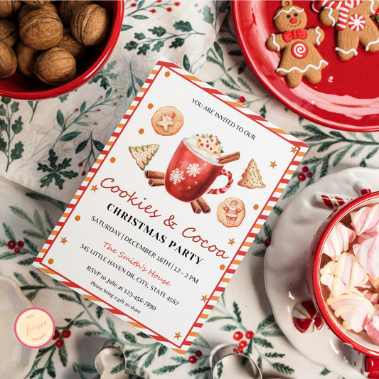 Cookies & Cocoa Christmas Party Invitation
