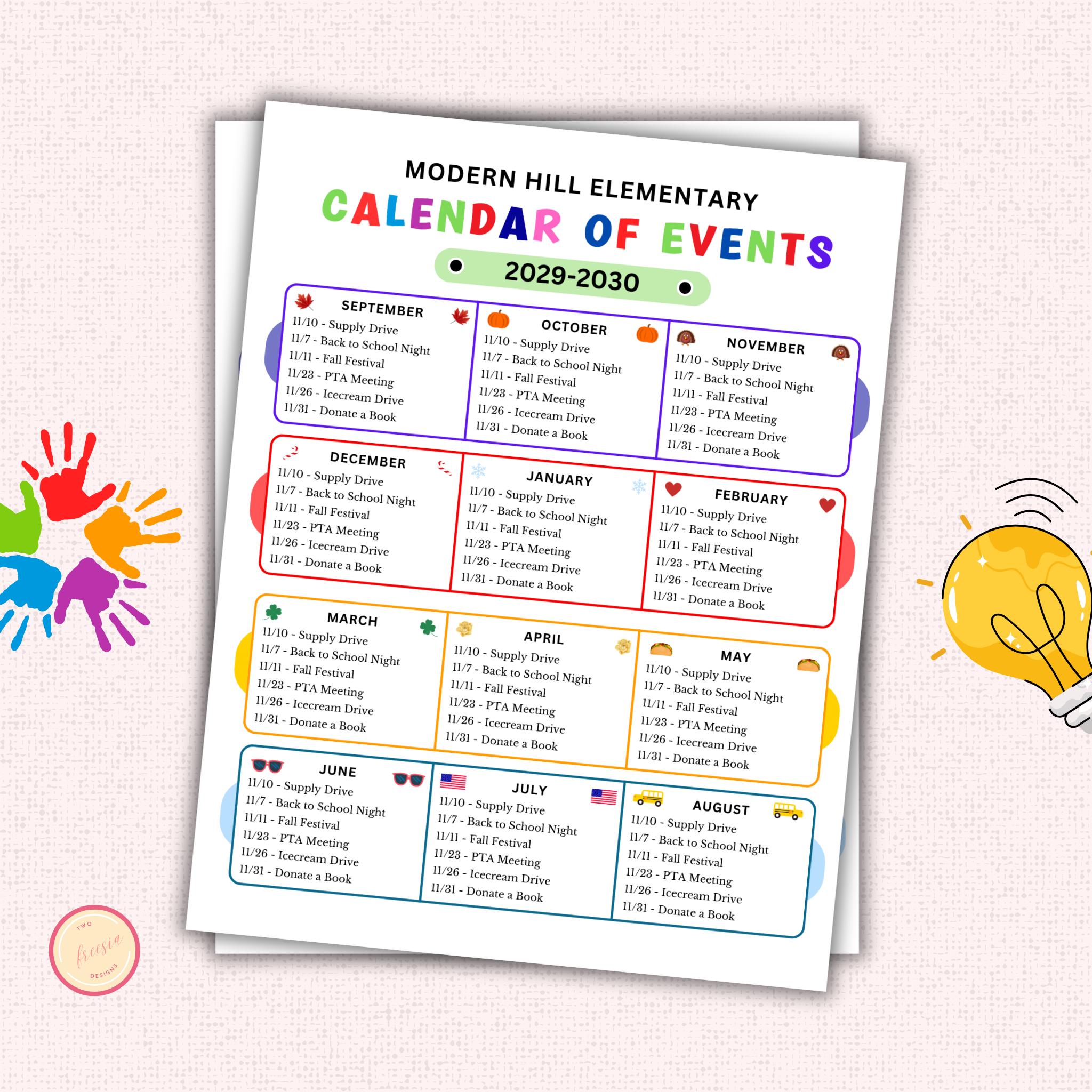 PTO Calendar of Events Flyer Template