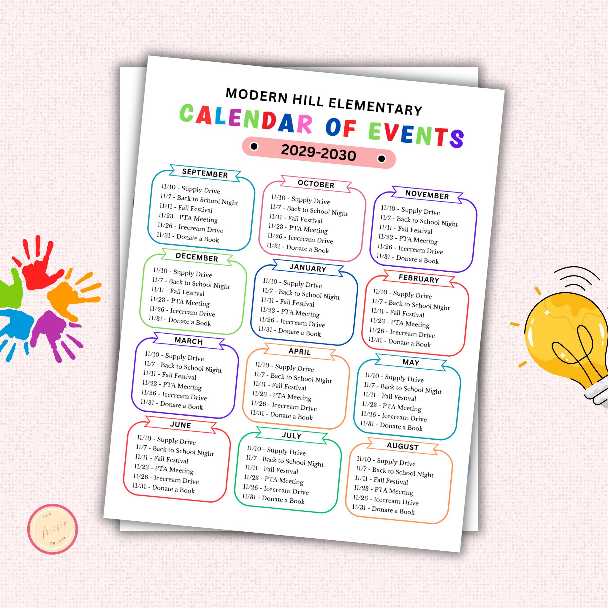 PTA Calendar of Events Flyer