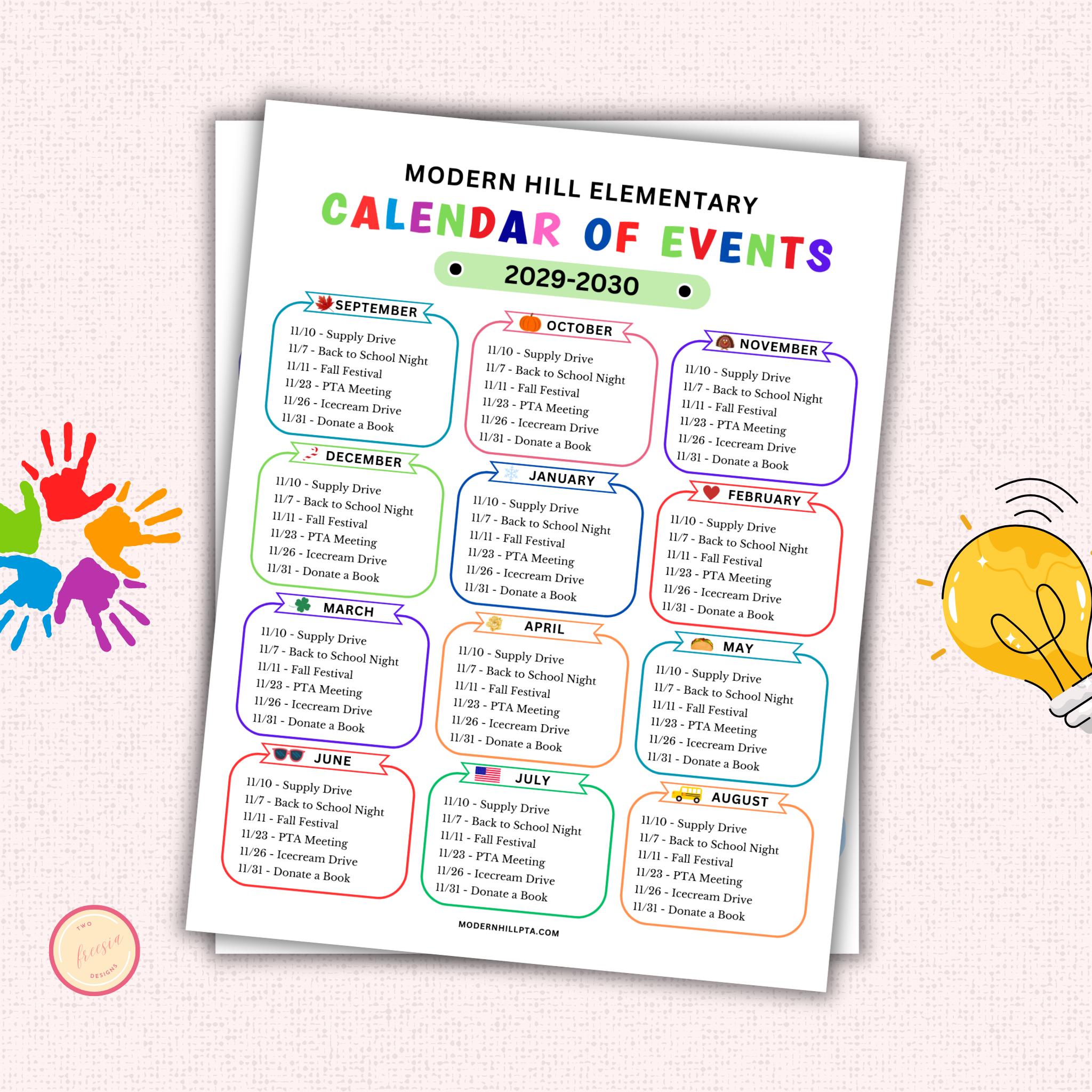 PTA/PTO Calendar of Events Flyer