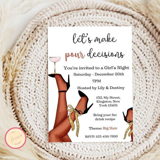 Let's Make Pour Decisions Invitation Template - Editable Ladies Night  Birthday, Bachelorette Party Invitation - Digital Bar Hopping Invite