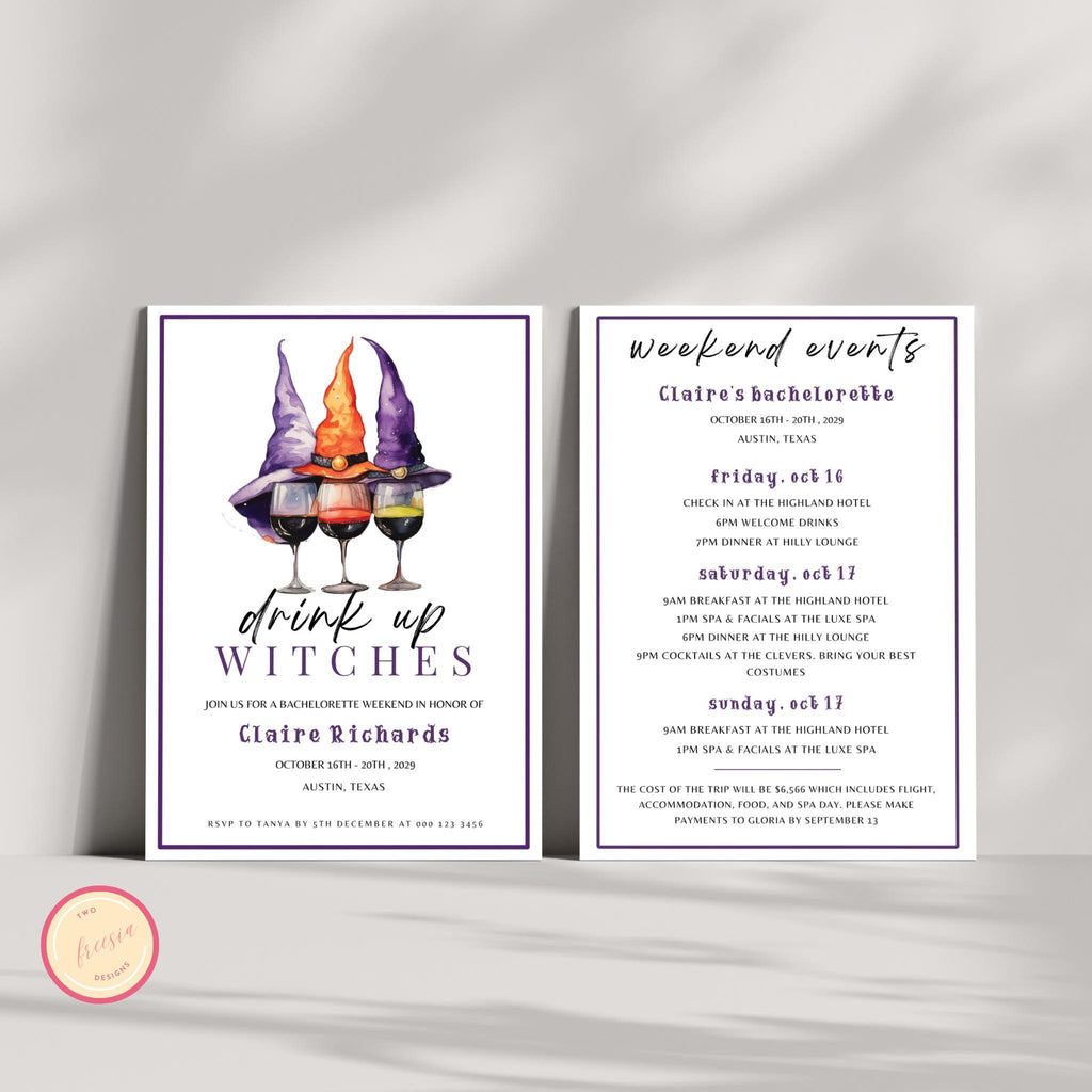 Drink Up Witches Bachelorette Invitation