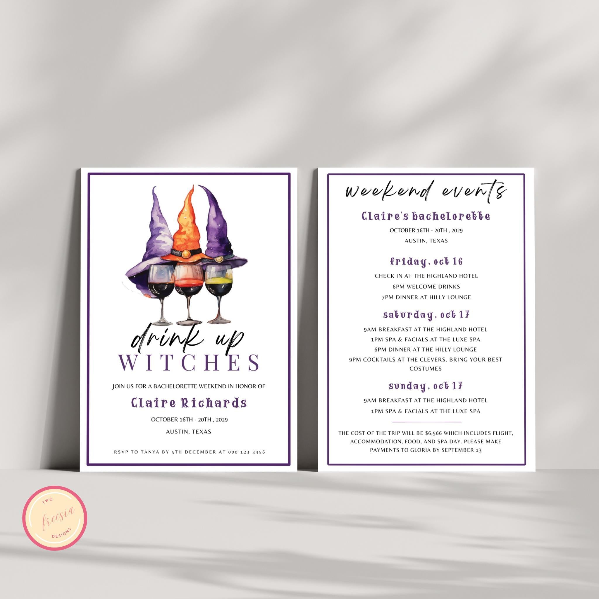 Drink Up Witches Bachelorette Invitation