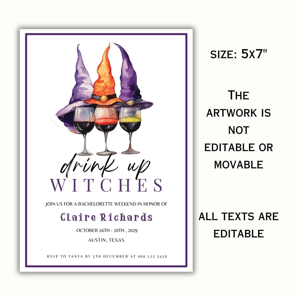 Drink Up Witches Bachelorette Invitation
