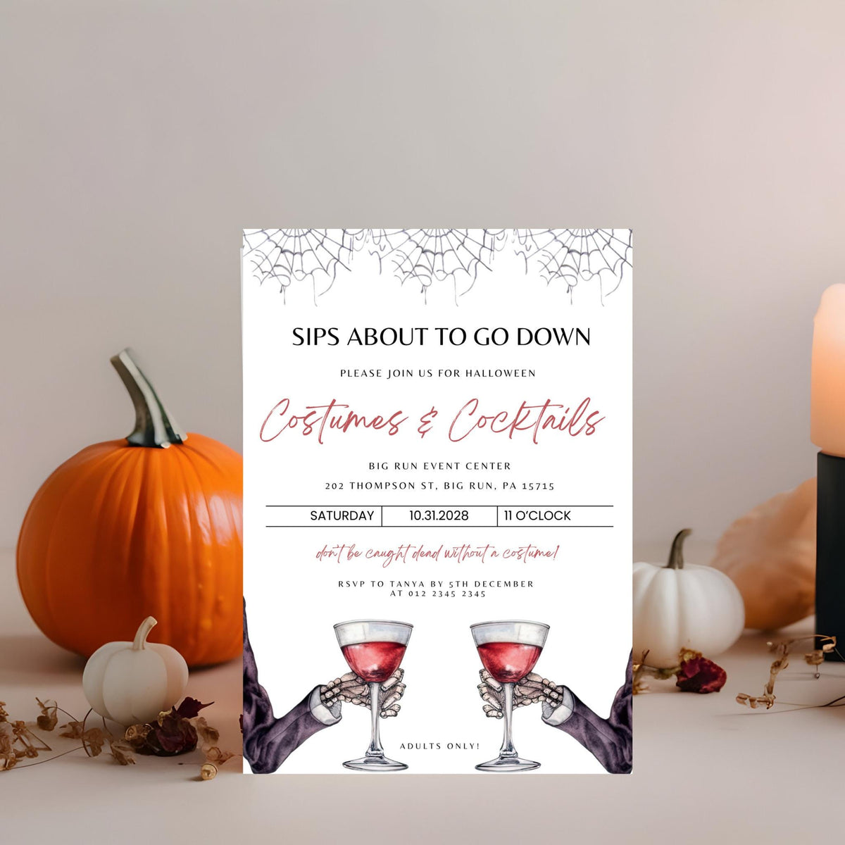 Costumes & Cocktails Halloween Invitation