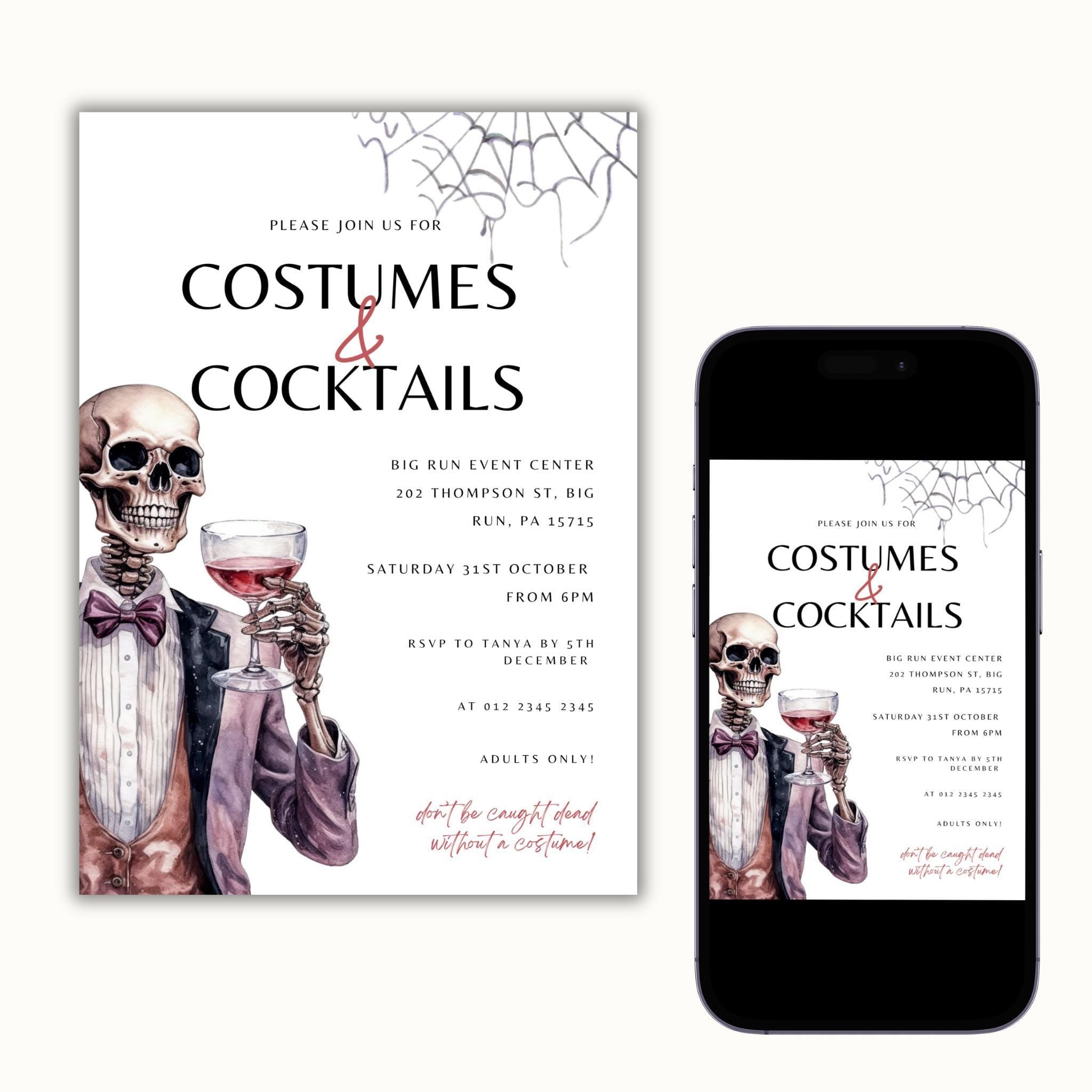 Editable Costumes and Cocktails Invitation