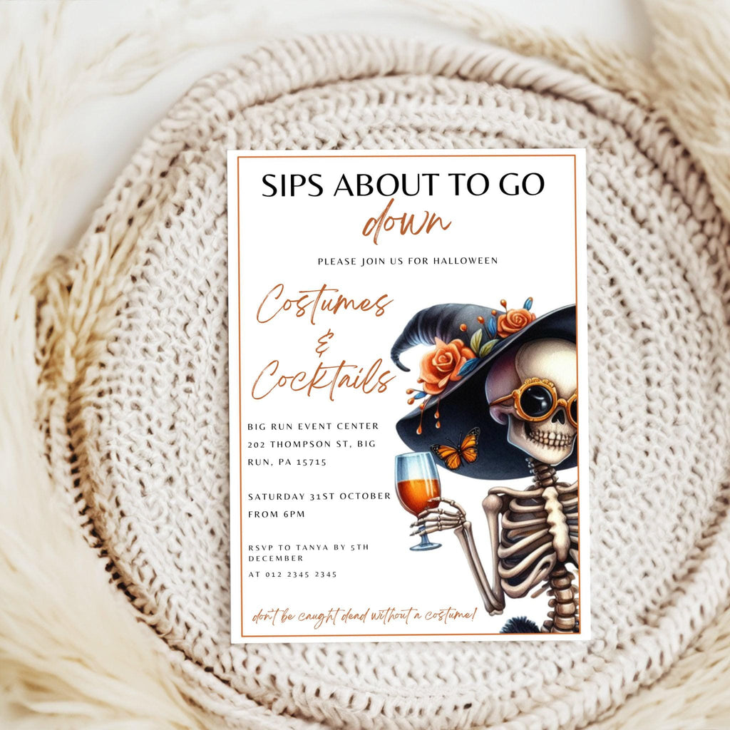 Sips About to Go Down Halloween Invitation