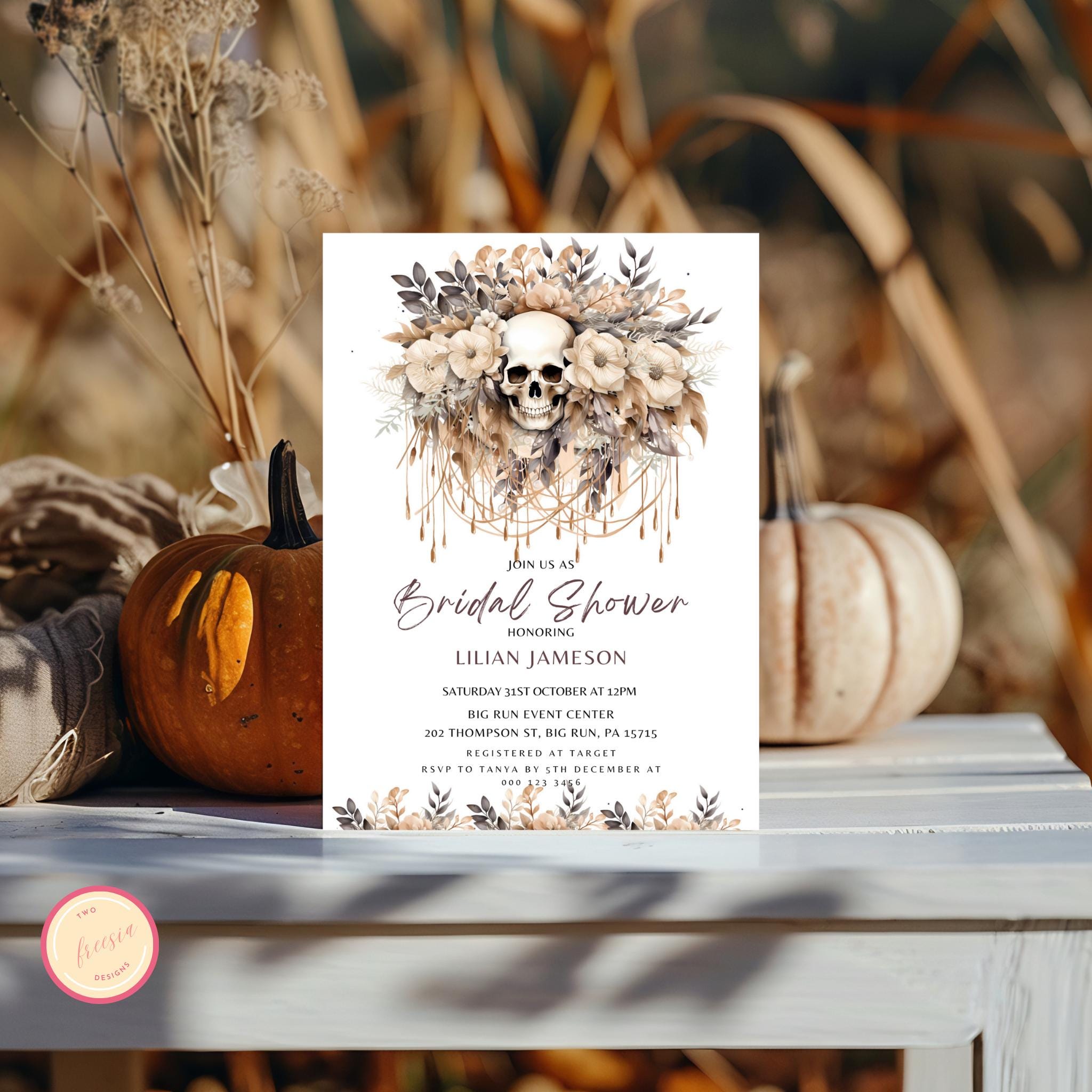 Halloween Skull Bridal Shower Invitation