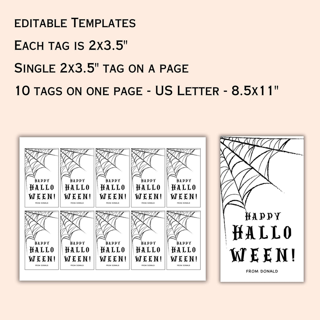 Editable Happy Halloween Gift Tag - 2x3.5" Label