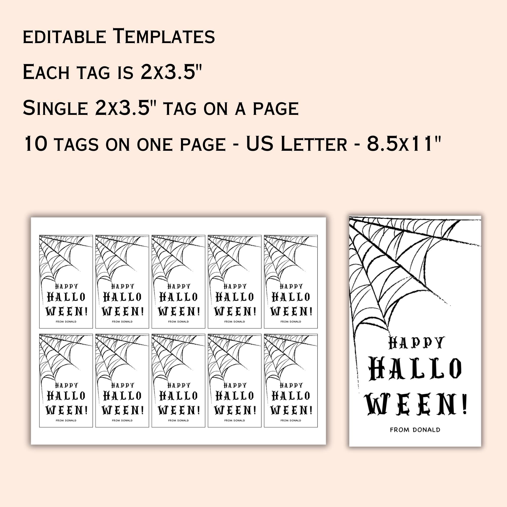 Editable Happy Halloween Gift Tag - 2x3.5" Label