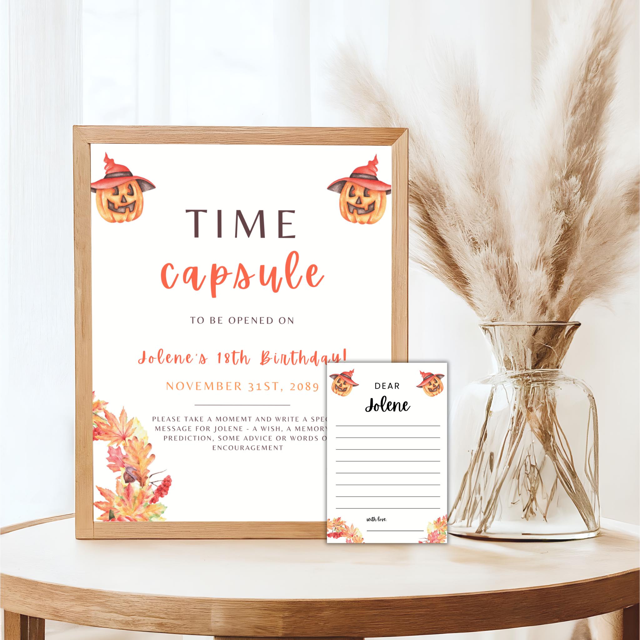 Pumpkin Time Capsule Sign