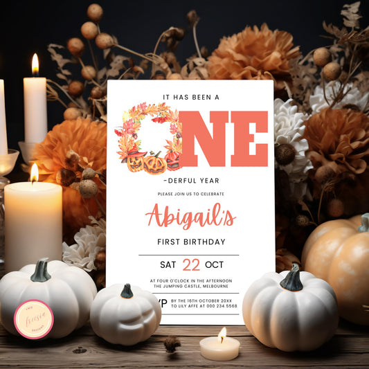 Little Pumpkin Onederful 1st Birthday Invitation