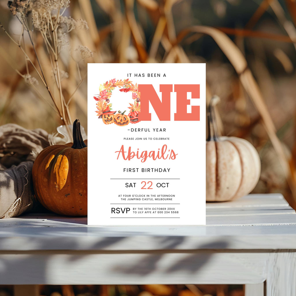 Little Pumpkin Onederful 1st Birthday Invitation