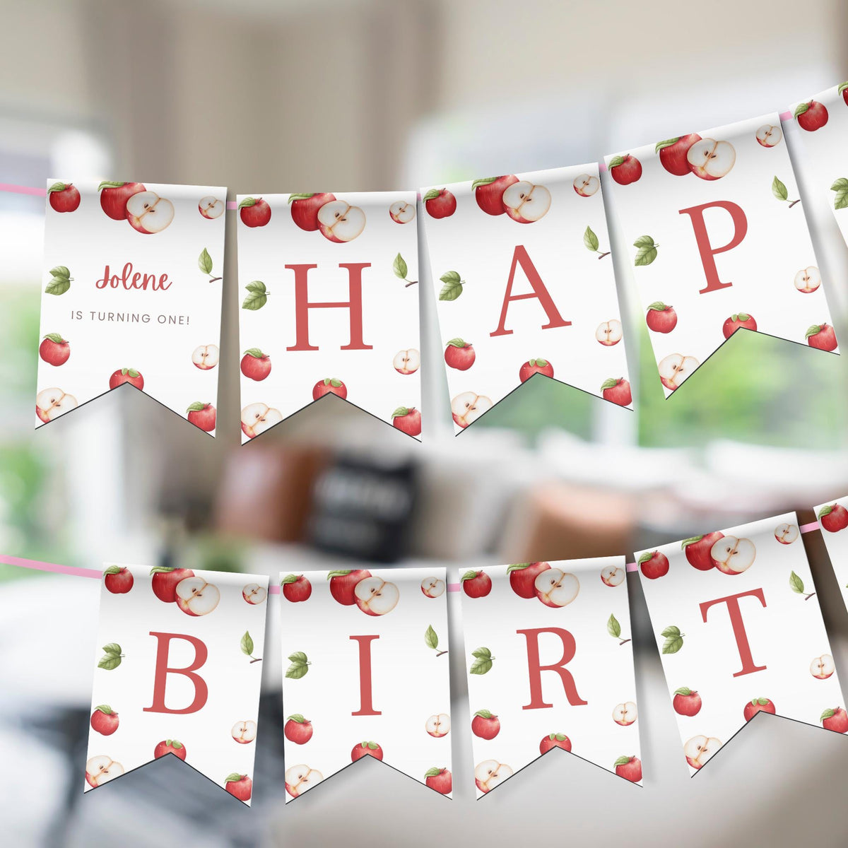 Apple First Birthday Banner