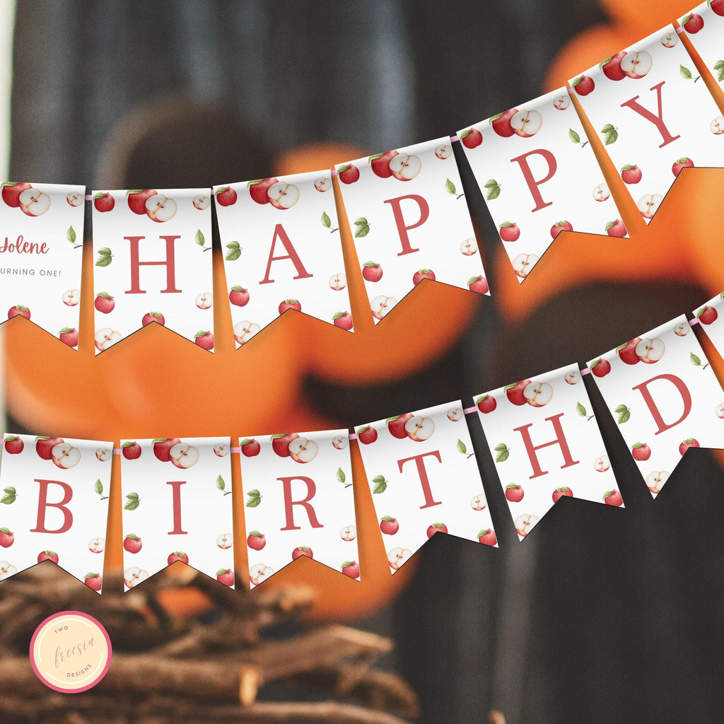 Apple First Birthday Banner