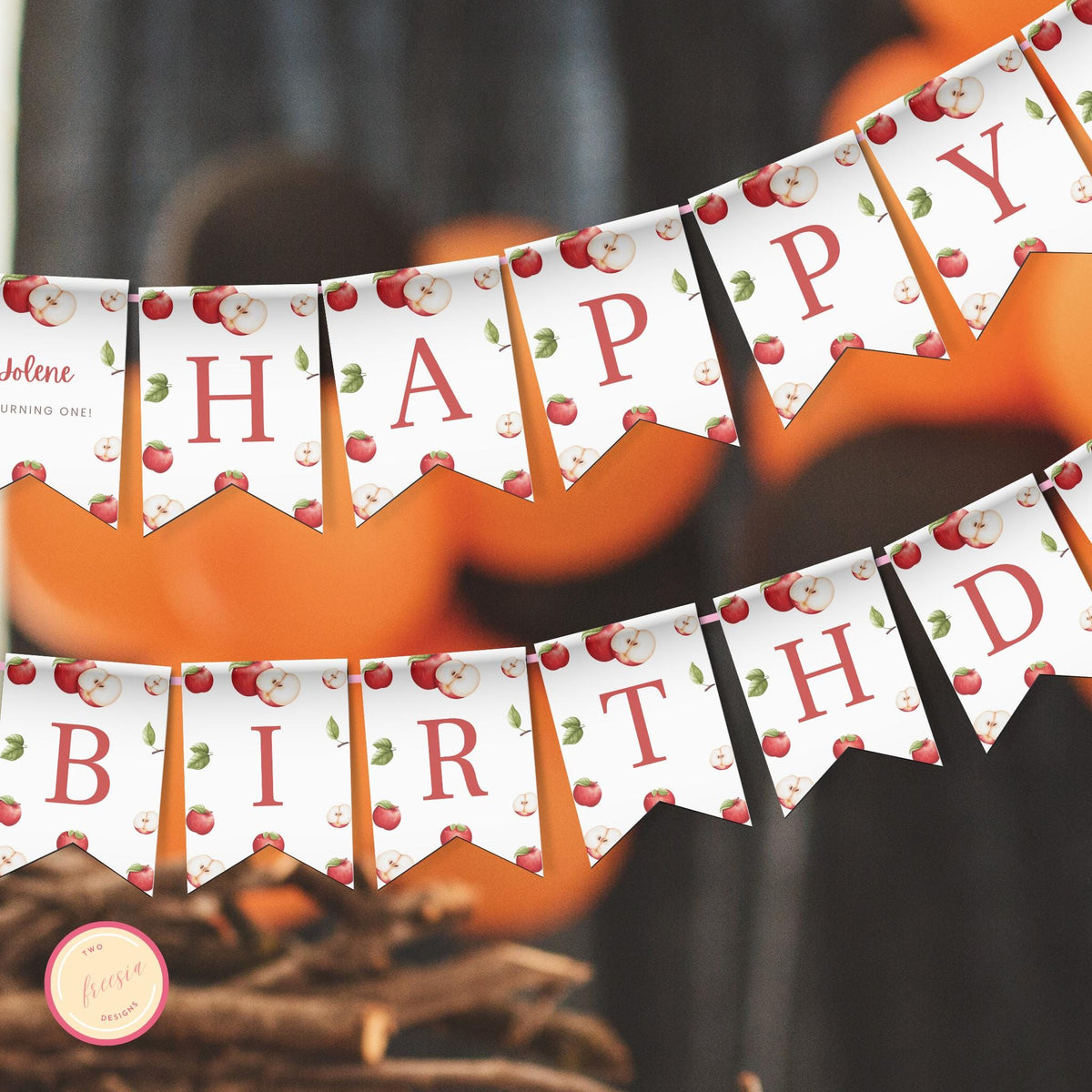 Apple First Birthday Banner