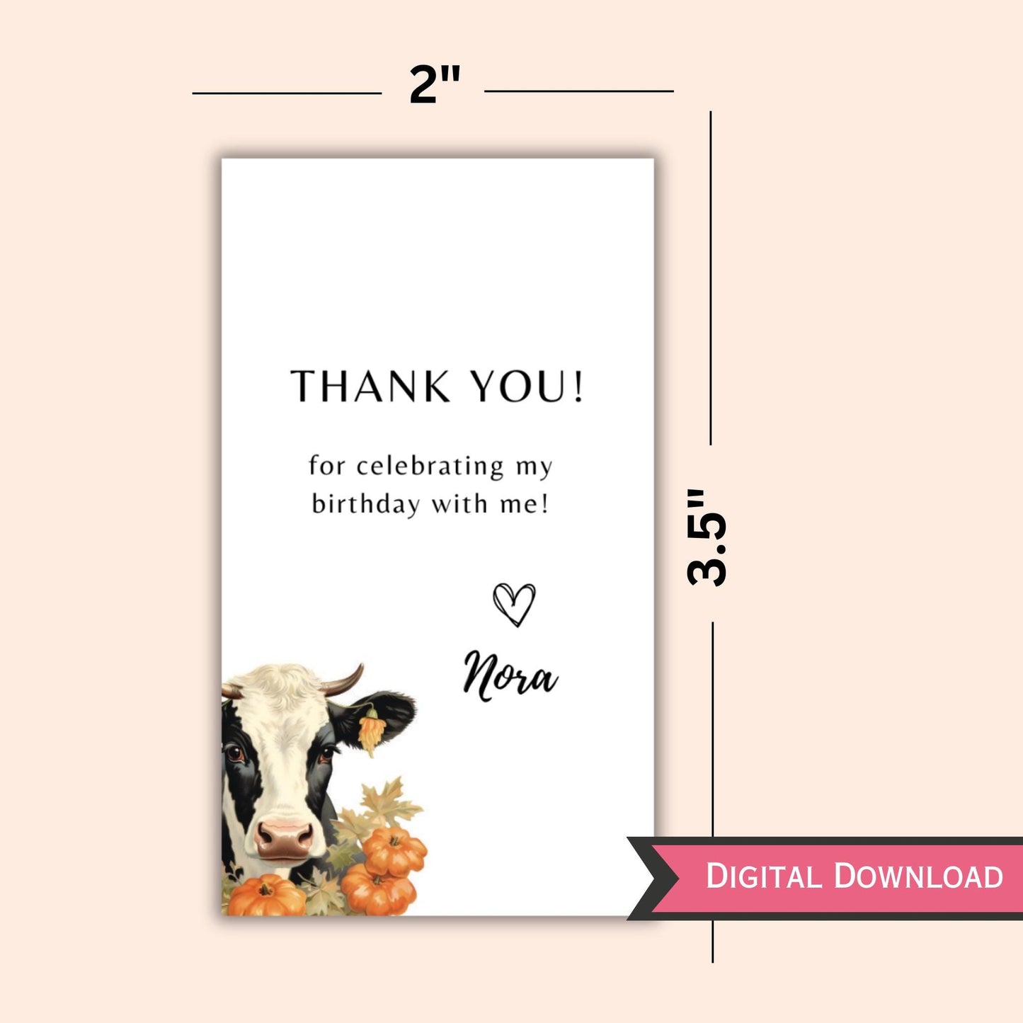 Holy Cow Pumpkin Birthday Party Favor Tag