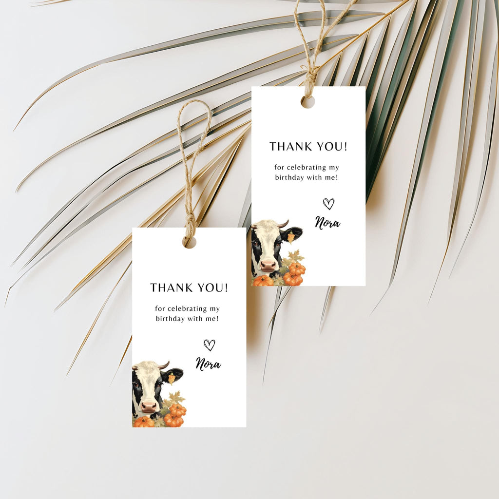 Holy Cow Pumpkin Birthday Party Favor Tag